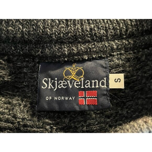 Skjaeveland Of Norway Women's Small Pure New Wool Sweater Charcoal Gray Red - Picture 6 of 7